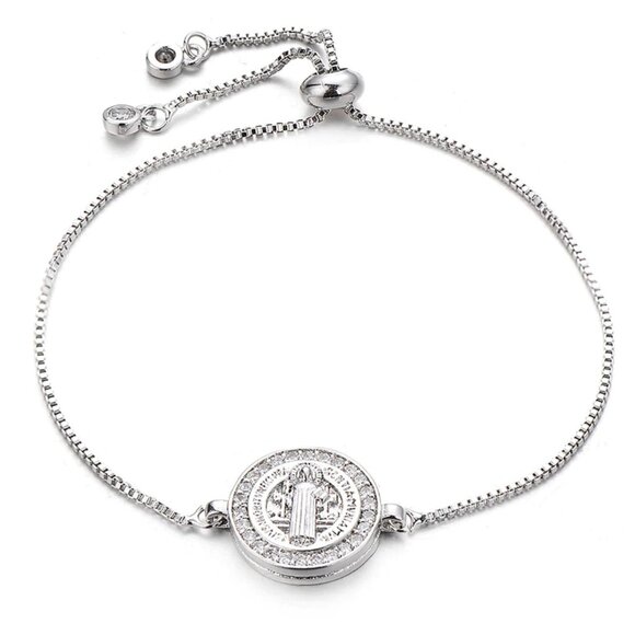 Jesus Savior Religious Silver Prayer Bracelet - Picture 1 of 3